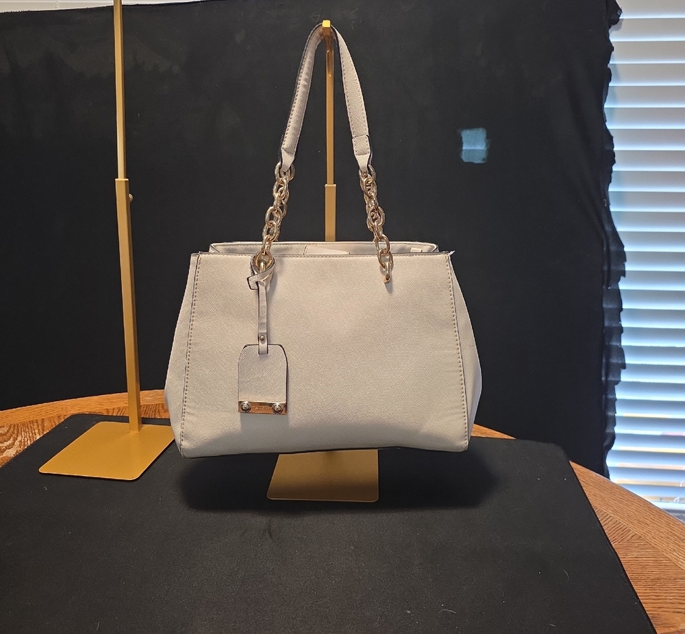 Aldo Cream Satchel with Gold Chain Handles